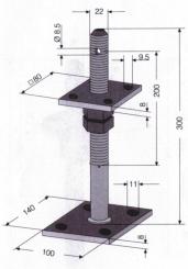 405724 Pfostenträger mit Dorn, zum Aufschrauben, verstellbar, 80 x 80 