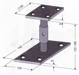 405823 Pfostenträger mit Platte, zum Aufschrauben, verstellbar 